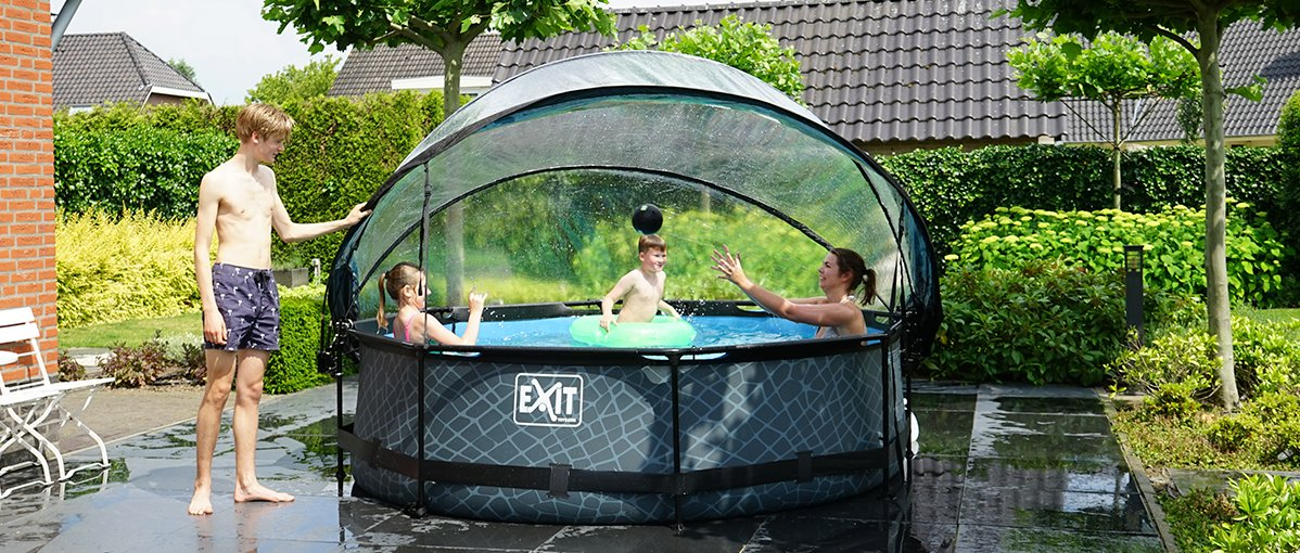 EXIT poolüberdachung passend für verschiedene framepools, sowohl exit als auch andere marken.