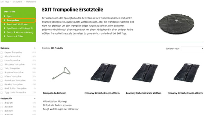 Wie bestelle ich neue Teile für mein EXIT Outdoorspielzeug?