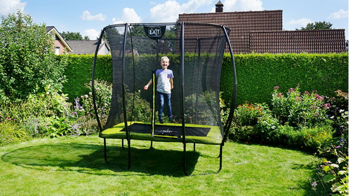 Rundes oder rechteckiges Trampolin - EXIT Silhouette klein für kleine Gärten trampolin-profi.de