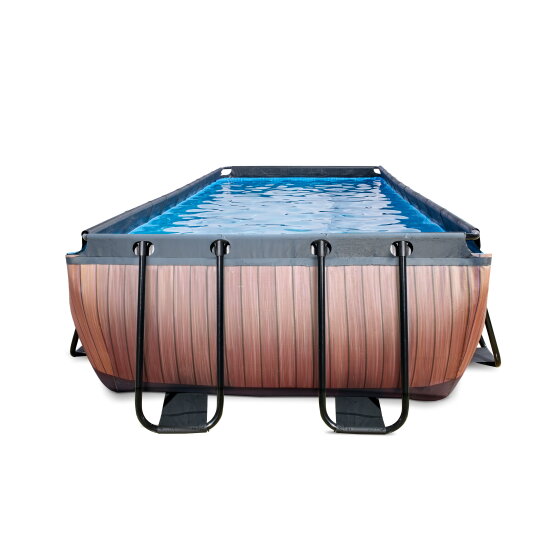 EXIT Wood Pool 400x200x100cm mit Sandfilterpumpe - braun