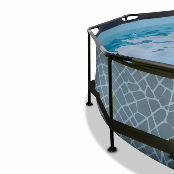EXIT Stone Pool ø360x76cm mit Filterpump und Sonnensegel - grau