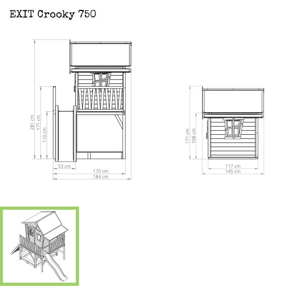 EXIT Crooky 750 Holzspielhaus - graubeige