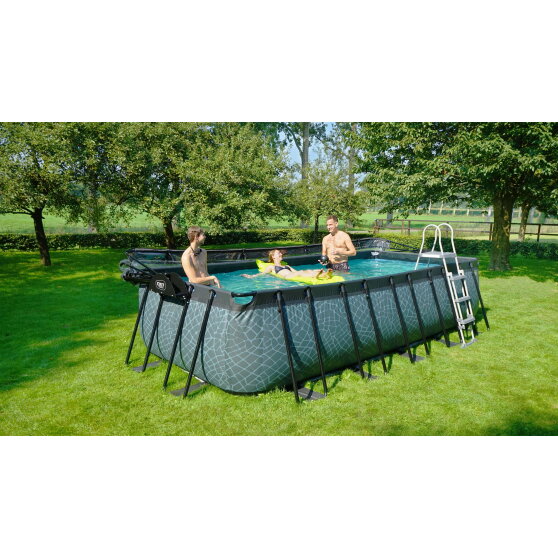 EXIT Wood Pool 540x250x122cm mit Sandfilterpumpe und Abdeckung und Wärmepumpe - braun