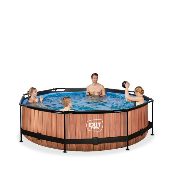 EXIT Wood Pool &oslash;300x76cm mit Filterpumpe - braun