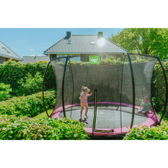 EXIT Silhouette Bodentrampolin ø427cm mit Sicherheitsnetz - rosa