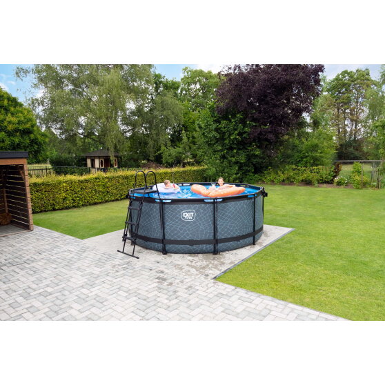 EXIT Stone Pool &oslash;360x122cm mit Sandfilterpumpe - grau