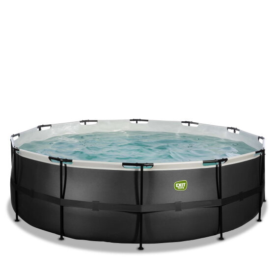 EXIT Black Leather Pool ø450x122cm mit Sandfilterpumpe - schwarz