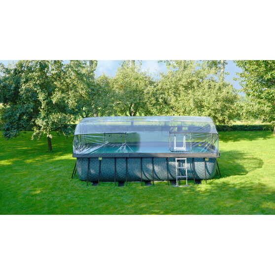 EXIT Stone Pool 540x250x122cm mit Sandfilterpumpe und Abdeckung und W&auml;rmepumpe - grau