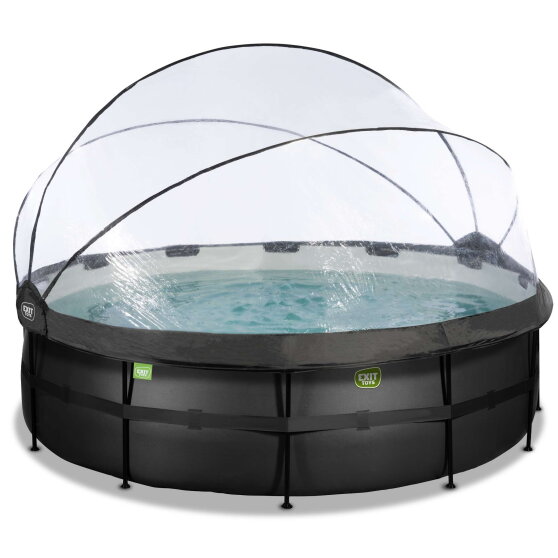 EXIT Black Leather Pool &oslash;450x122cm mit Sandfilterpumpe und Abdeckung und W&auml;rmepumpe - schwarz
