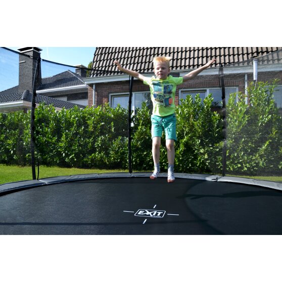 EXIT Elegant Premium Inground-Trampolin ø305cm mit Deluxe Sicherheitsnetz - grau