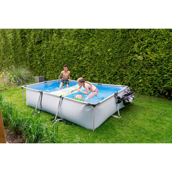 EXIT Soft Grey Pool 300x200x65cm mit Filterpumpe und Abdeckung - grau