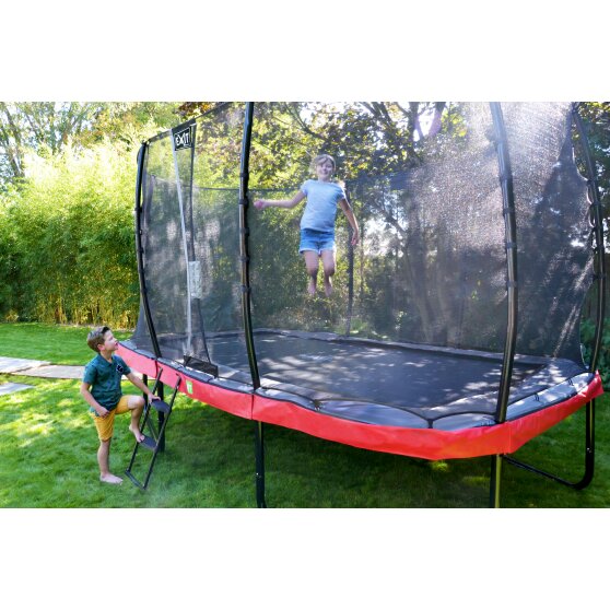 EXIT Elegant Trampolin 214x366cm mit Economy Sicherheitsnetz - rot