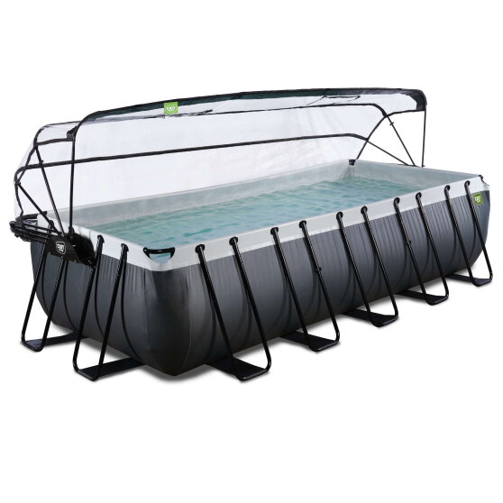 EXIT Black Leather Pool 540x250x122cm mit Sandfilterpumpe und Abdeckung und W&auml;rmepumpe - schwarz