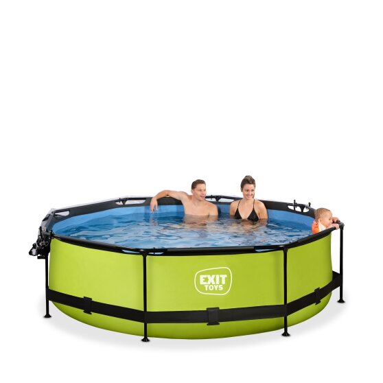 EXIT Lime Pool ø300x76cm mit Filterpumpe und Abdeckung - grün