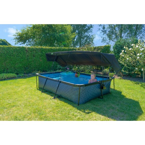 EXIT Black Wood Pool 300x200x65cm mit Filterpumpe und Sonnensegel - schwarz