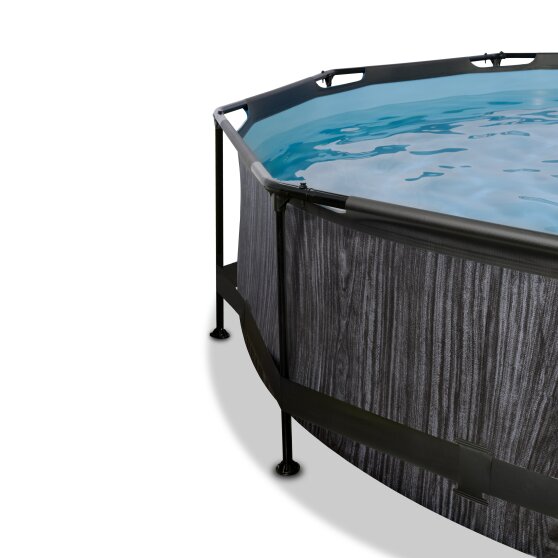 EXIT Black Wood Pool ø300x76cm mit Filterpumpe - schwarz