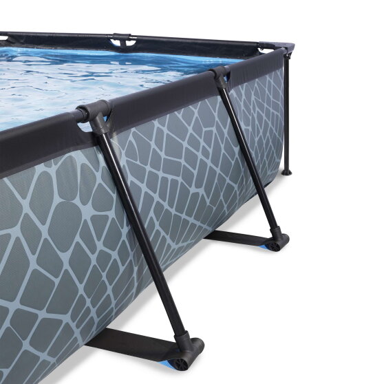 EXIT Stone Pool 300x200x65cm mit Filterpumpe und Abdeckung - grau