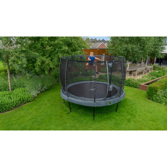 EXIT Elegant Premium Trampolin ø366cm mit Deluxe Sicherheitsnetz - grau