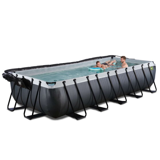 EXIT Black Leather Pool 540x250x100cm mit Sandfilterpumpe und Abdeckung und W&auml;rmepumpe - schwarz