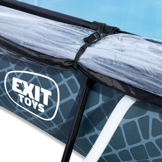 EXIT Stone Pool 300x200x65cm mit Filterpumpe und Abdeckung - grau