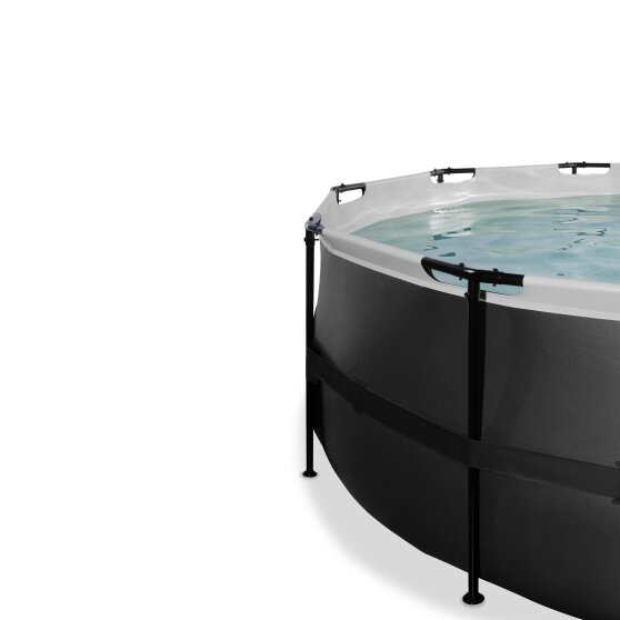 EXIT Black Leather Pool ø488x122cm mit Sandfilterpumpe und Abdeckung - schwarz