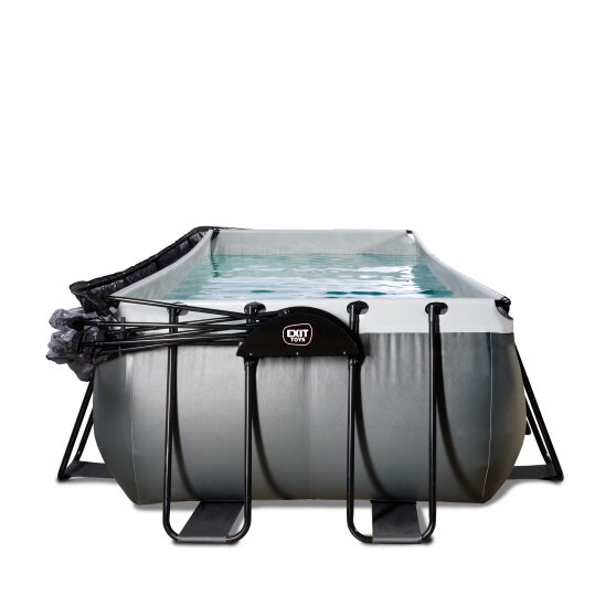 EXIT Black Leather Pool 400x200x122cm mit Sandfilterpumpe und Abdeckung - schwarz