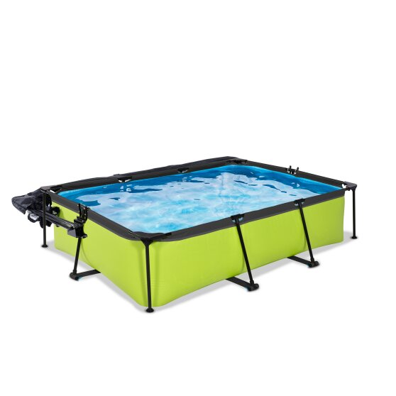 EXIT Lime Pool 300x200x65cm mit Filterpumpe und Abdeckung und Sonnensegel - grün