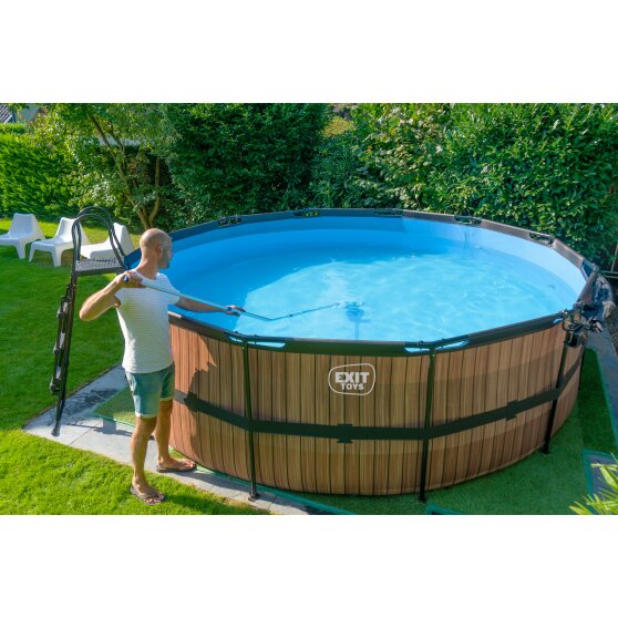 EXIT Wood Pool ø450x122cm mit Filterpumpe - braun