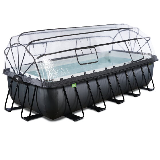 EXIT Black Leather Pool 540x250x122cm mit Sandfilterpumpe und Abdeckung - schwarz