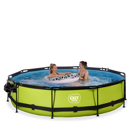 EXIT Lime Pool &oslash;360x76cm mit Filterpumpe und Abdeckung und Sonnensegel - gr&uuml;n