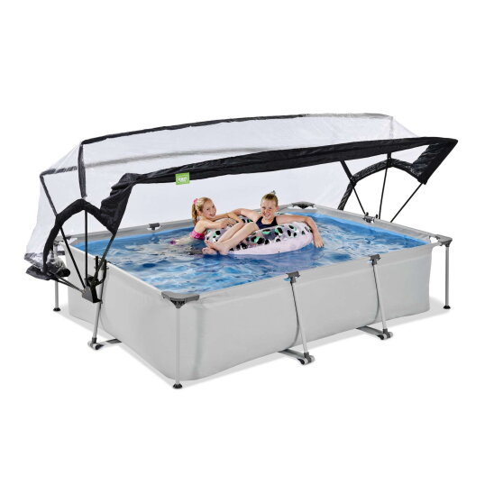 EXIT Soft Grey Pool 300x200x65cm mit Filterpumpe und Abdeckung - grau