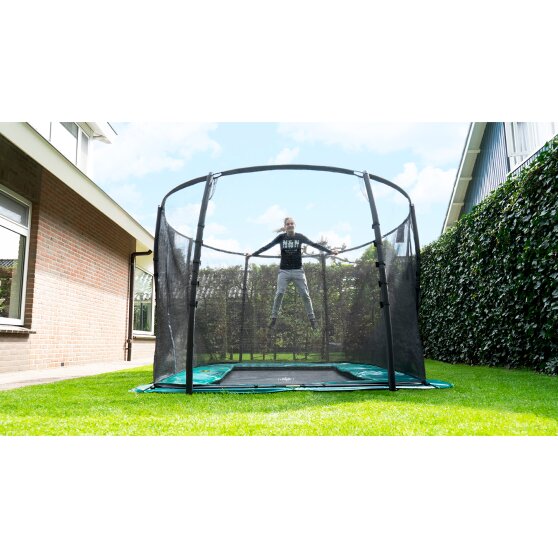 EXIT Supreme ebenerdiges Trampolin 214x366cm mit Sicherheitsnetz - schwarz