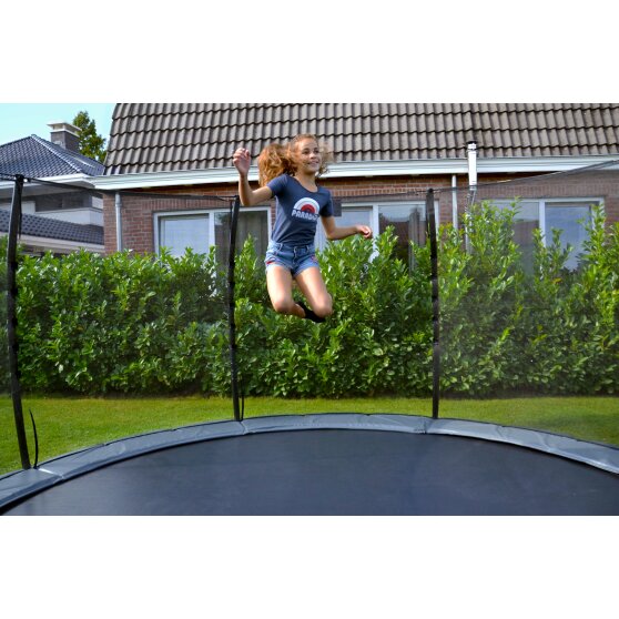 EXIT Elegant Premium Inground-Trampolin ø427cm mit Deluxe Sicherheitsnetz - schwarz