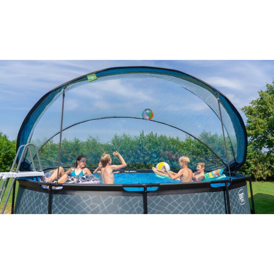 EXIT Black Leather Pool ø450x122cm mit Sandfilterpumpe und Abdeckung - schwarz