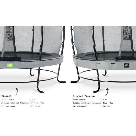 EXIT Elegant Premium Trampolin ø366cm mit Deluxe Sicherheitsnetz - grau