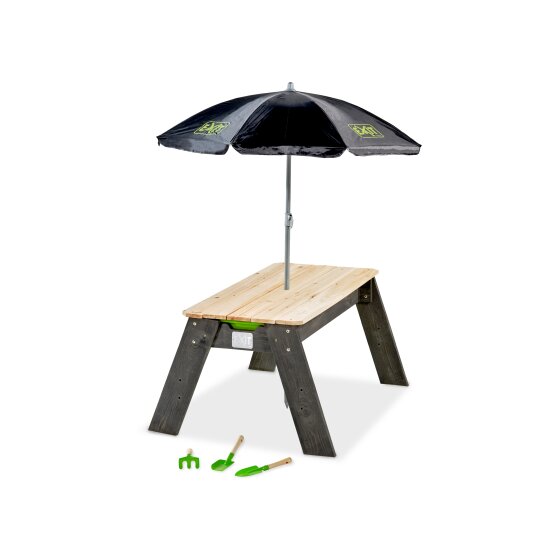 EXIT Aksent Sand- und Wassertisch mit Sonnenschirm und Gartenwerkzeugen