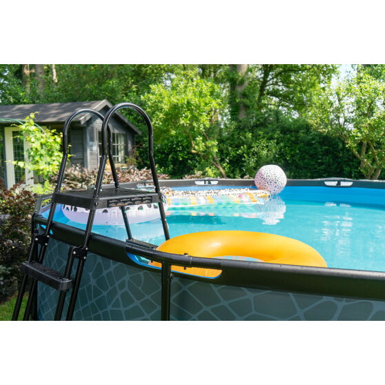 EXIT Stone Pool &oslash;488x122cm mit Sandfilterpumpe - grau