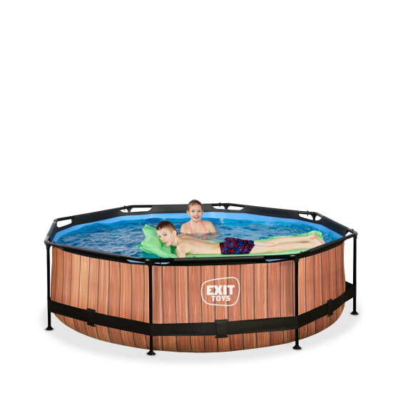 EXIT Wood Pool &oslash;300x76cm mit Filterpumpe - braun