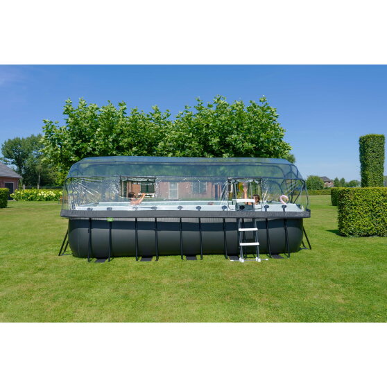 EXIT Black Leather Pool 540x250x122cm mit Sandfilterpumpe und Abdeckung und Wärmepumpe - schwarz