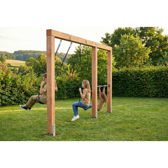 EXIT Linea Massiv 140 doppelte Holzschaukel mit Reckstange