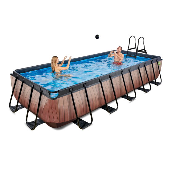 EXIT Wood Pool 540x250x100cm mit Filterpumpe - braun