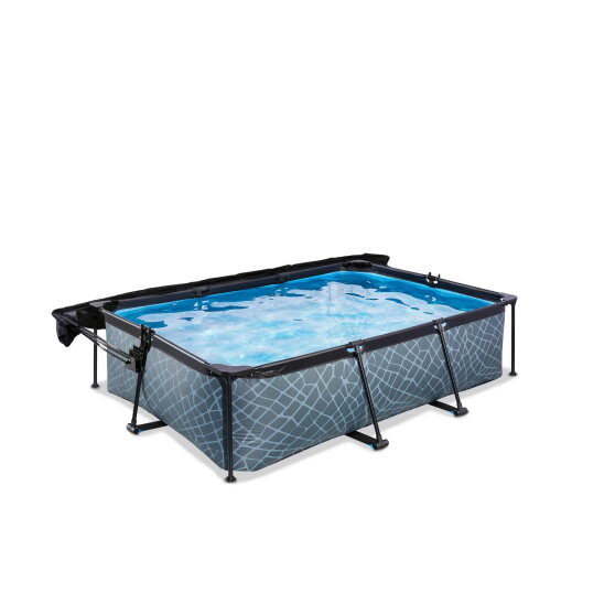 EXIT Stone Pool 220x150x65cm mit Filterpumpe und Sonnensegel - grau