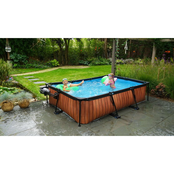 EXIT Wood Pool 300x200x65cm mit Filterpumpe - braun