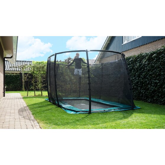 EXIT Supreme ebenerdiges Trampolin 244x427cm mit Sicherheitsnetz - grün