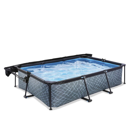 EXIT Stone Pool 300x200x65cm mit Filterpumpe und Sonnensegel - grau