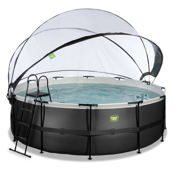 EXIT Black Leather Pool &oslash;427x122cm mit Sandfilterpumpe und Abdeckung - schwarz