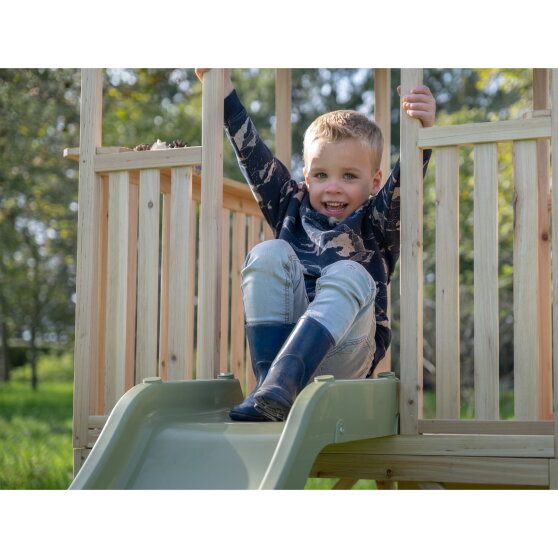 EXIT Panorama 550 Holzspielhaus mit Rutsche, Matschküche und Sandkasten