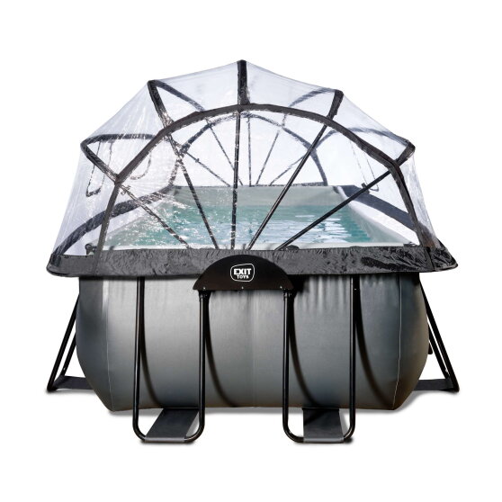 EXIT Black Leather Pool 540x250x122cm mit Sandfilterpumpe und Abdeckung und Zubehörset - schwarz