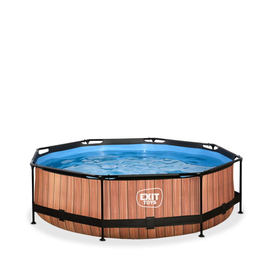EXIT Wood Pool ø300x76cm mit Filterpumpe - braun