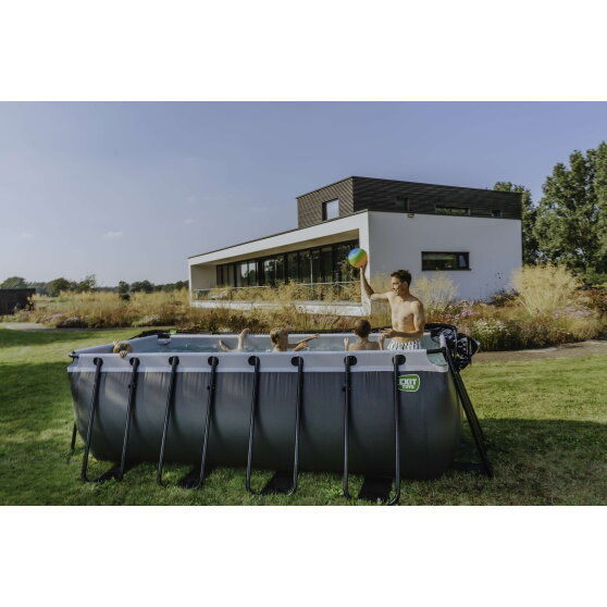 EXIT Black Leather Pool 400x200x122cm mit Sandfilterpumpe - schwarz